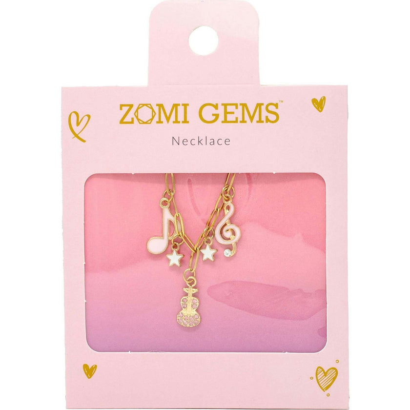 Music Multi Charm Necklace with Guitar