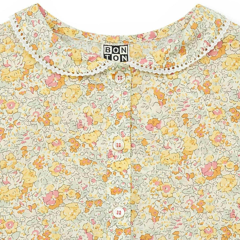 BONTON Enora Yellow Liberty Floral Dress