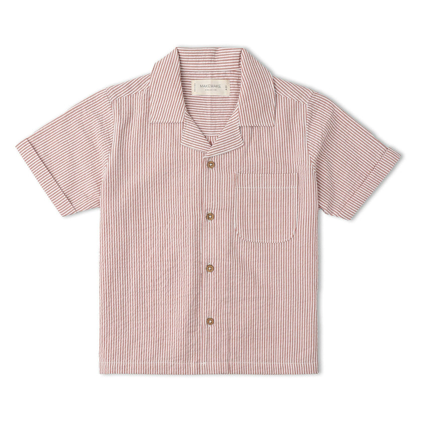 Organic Shirt & Shorts Set - Coral Stripes