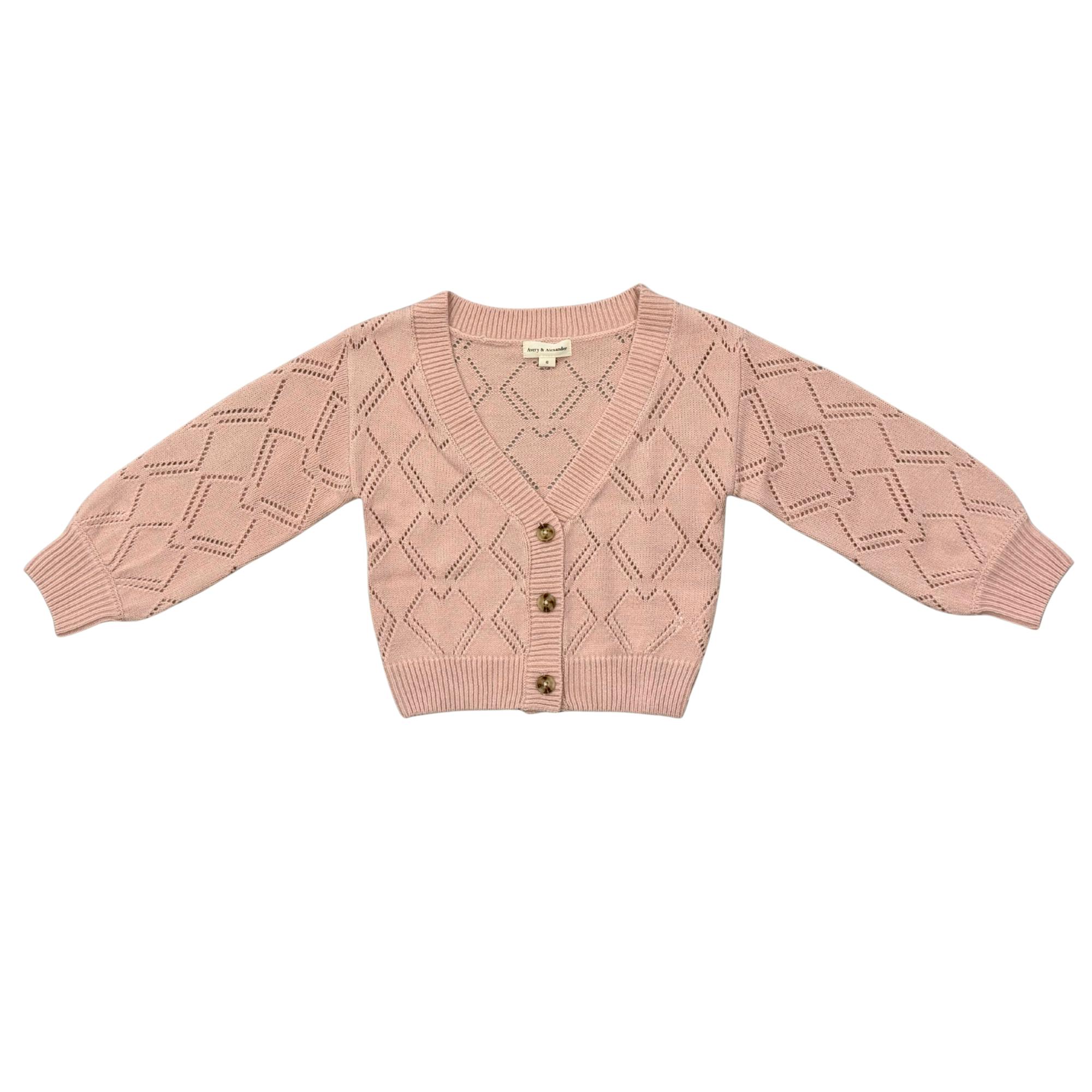 Girls Textured Sweater Cardigan in Textured Rose Cloud