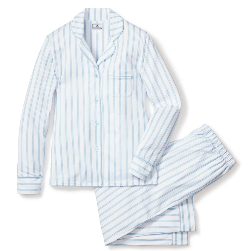 Women's Pima Pajama Set in Periwinkle Stripe