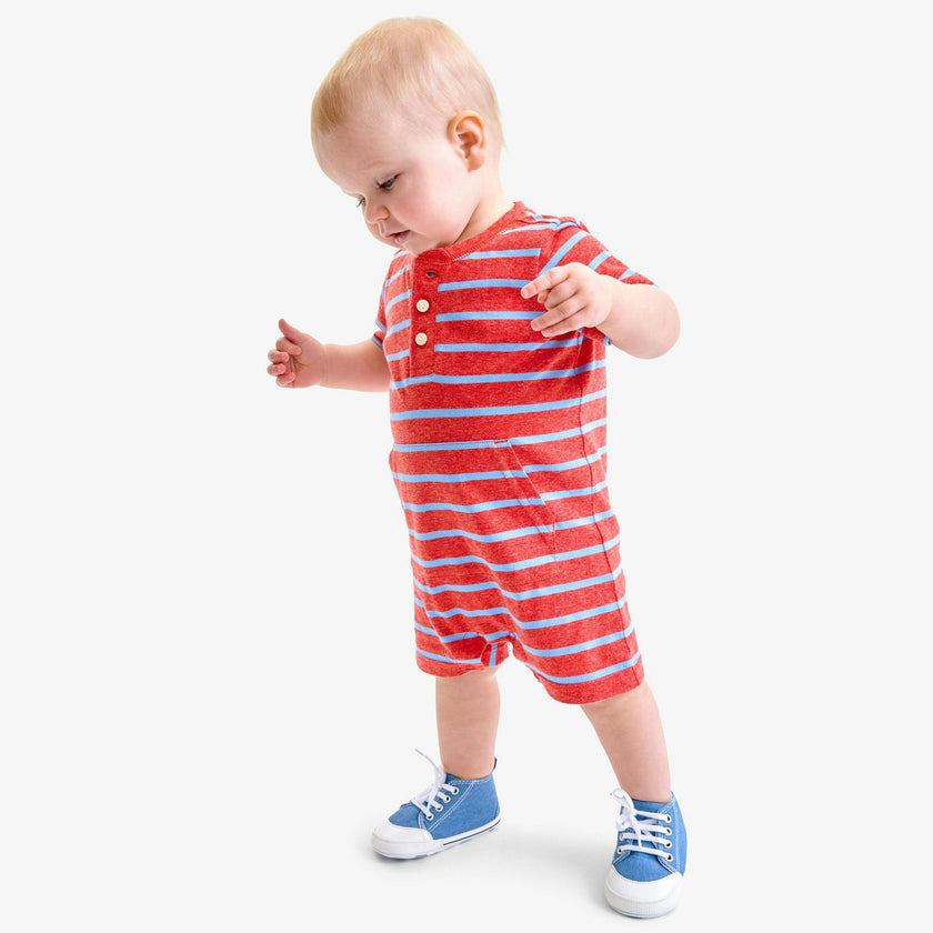 Baby heathered henley shortie in stripe