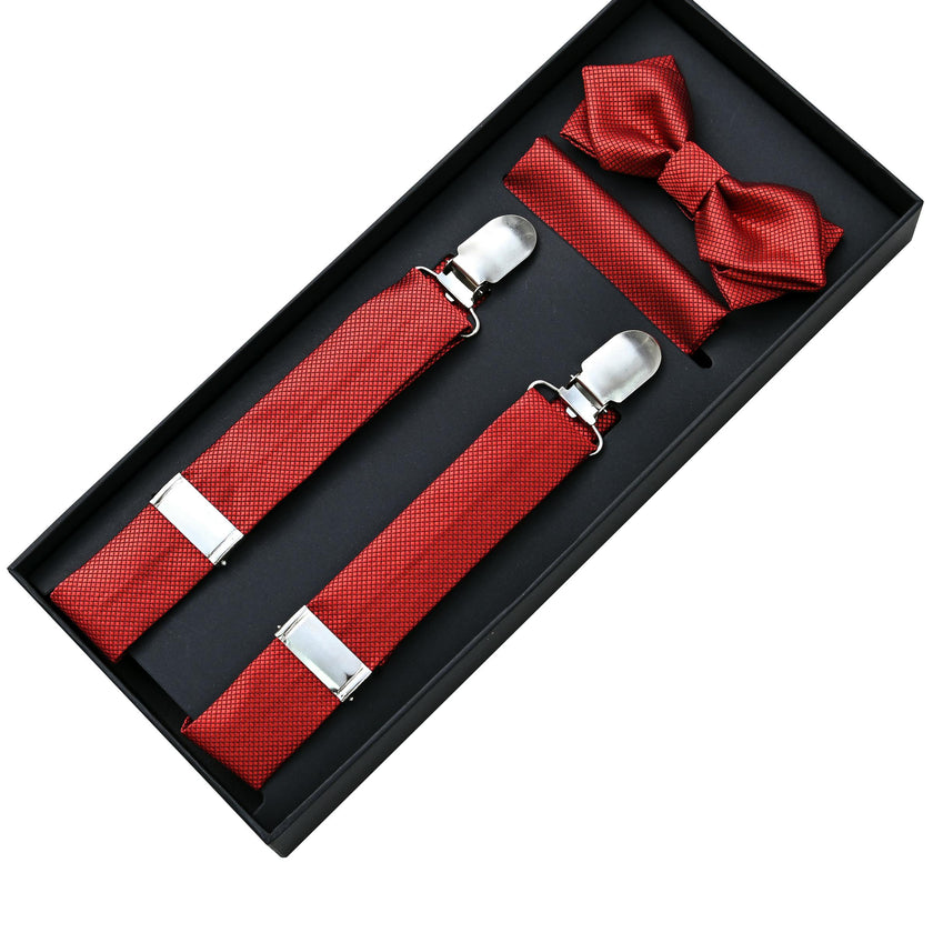 Orange Textured Suspenders Set