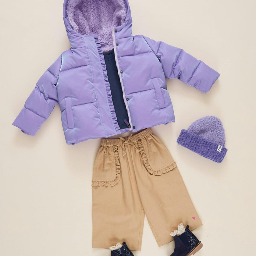 Girls Ruffle Pete Puffer - Lavender