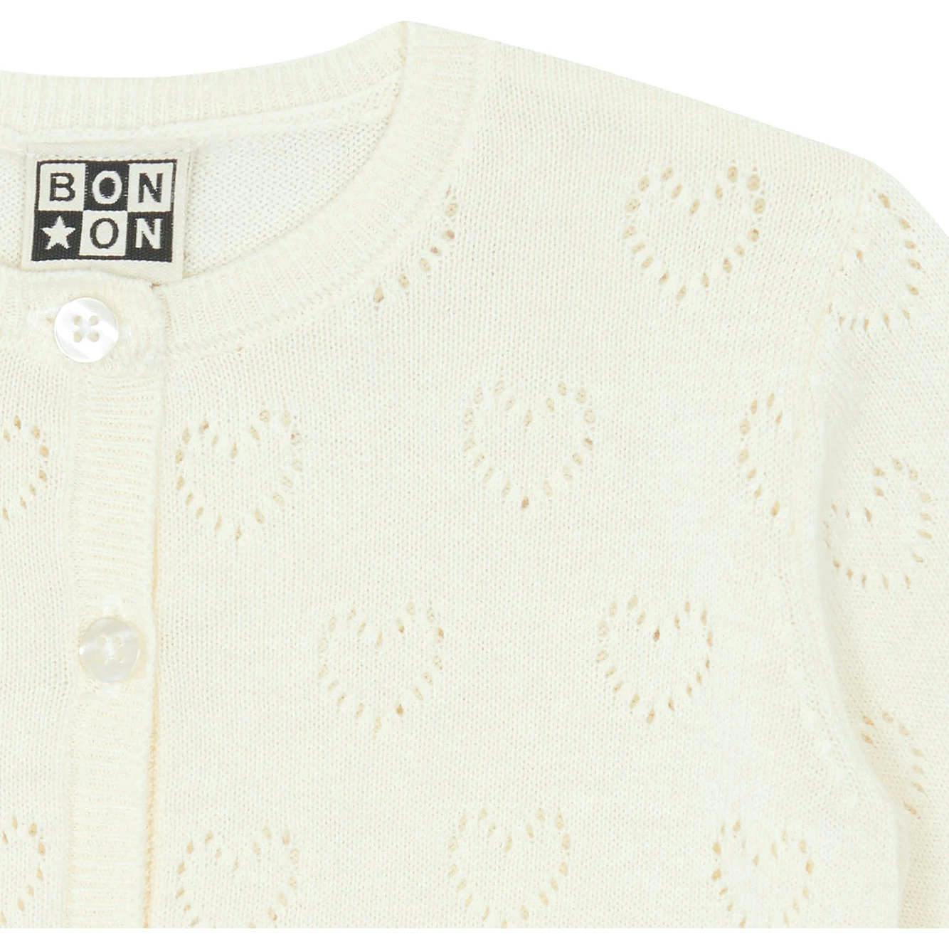 BONTON Openwork Hearts Lilet Baby Cardigan - Ecru