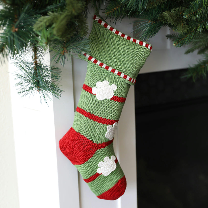Paw Print Stocking, Green