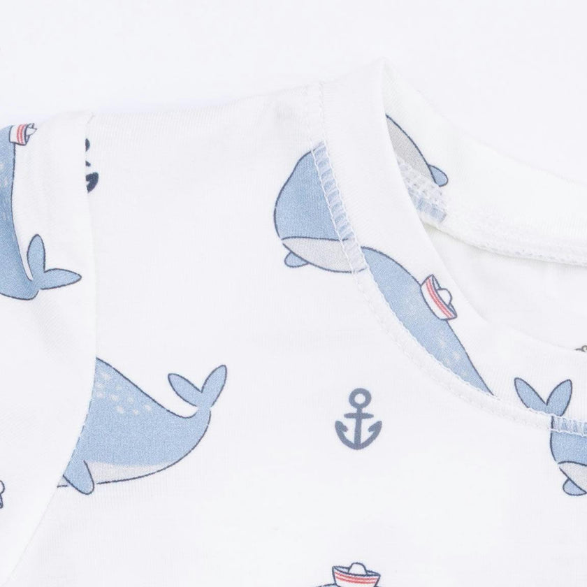 Bubbly Sailor Whales Blue - Loungewear Short Set