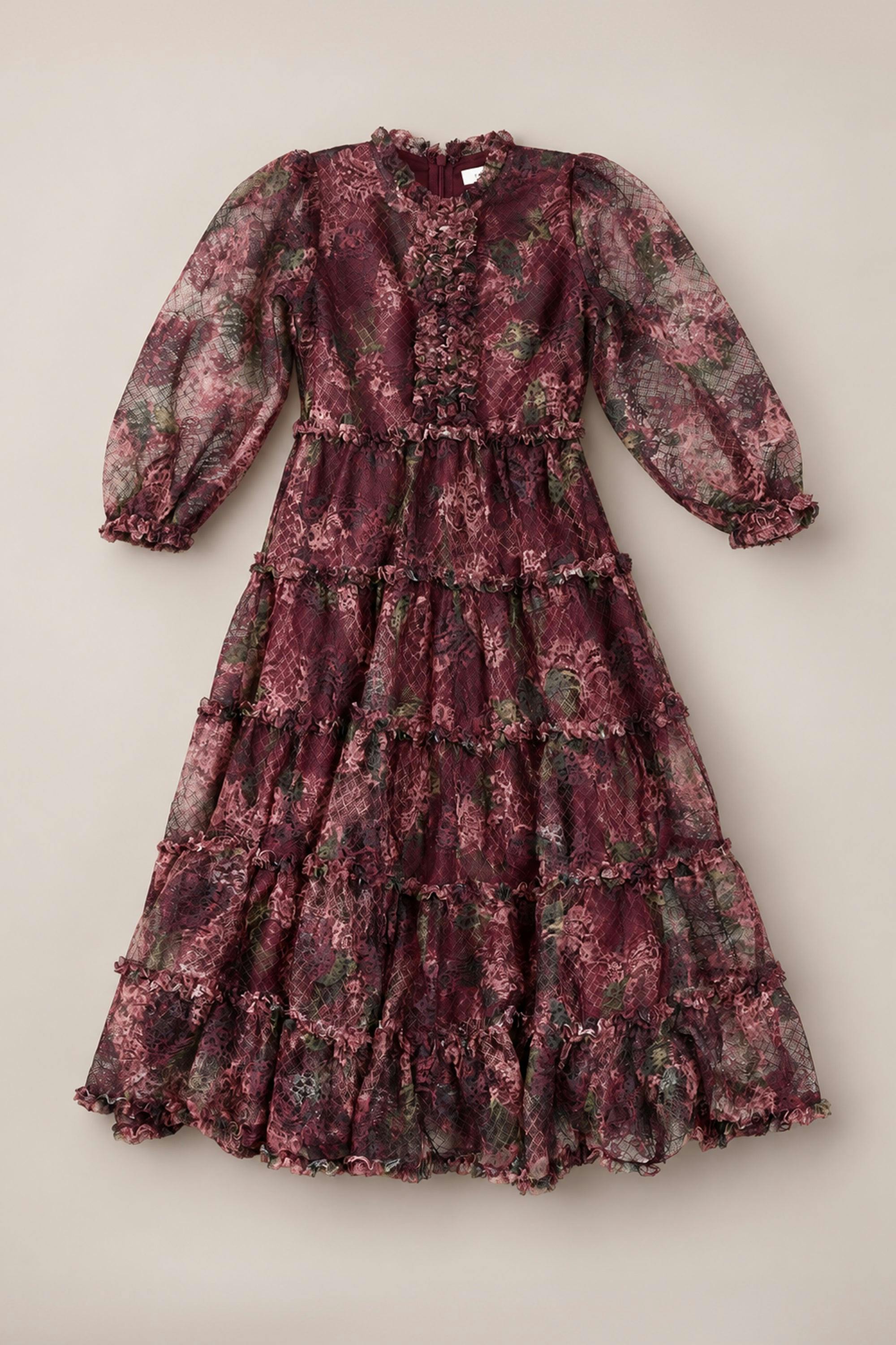 Mini Madrigal Dress in Merlot Floral