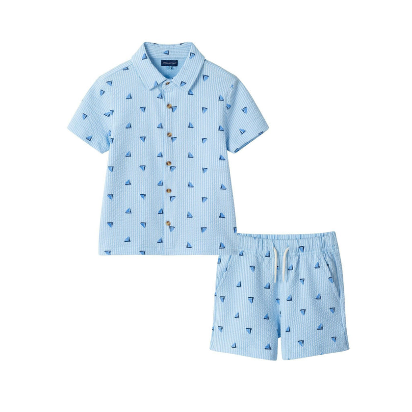 Buttondown & Shorts Cabana Set | Navy