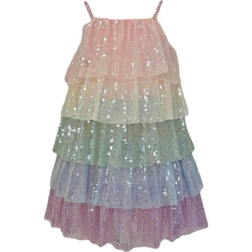 Rainbow Sequin Tiered Dress