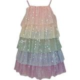 Rainbow Sequin Tiered Dress