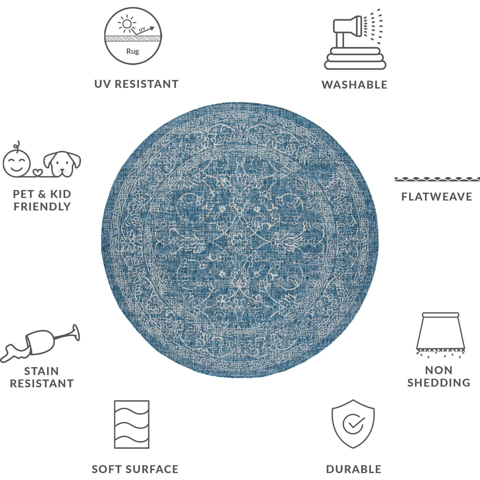 Courtyard Juniper Indoor/Outdoor Rug, Navy