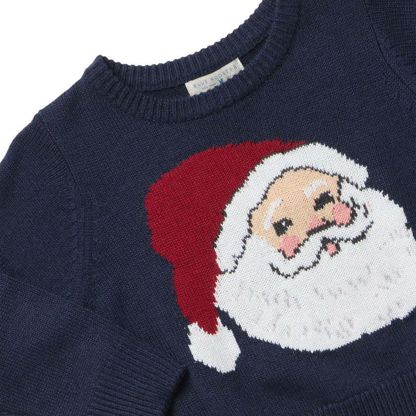 Boys Oliver Sweater - Navy Santa