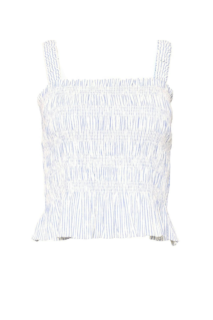 Harley Top in Blue & White Pinstripe
