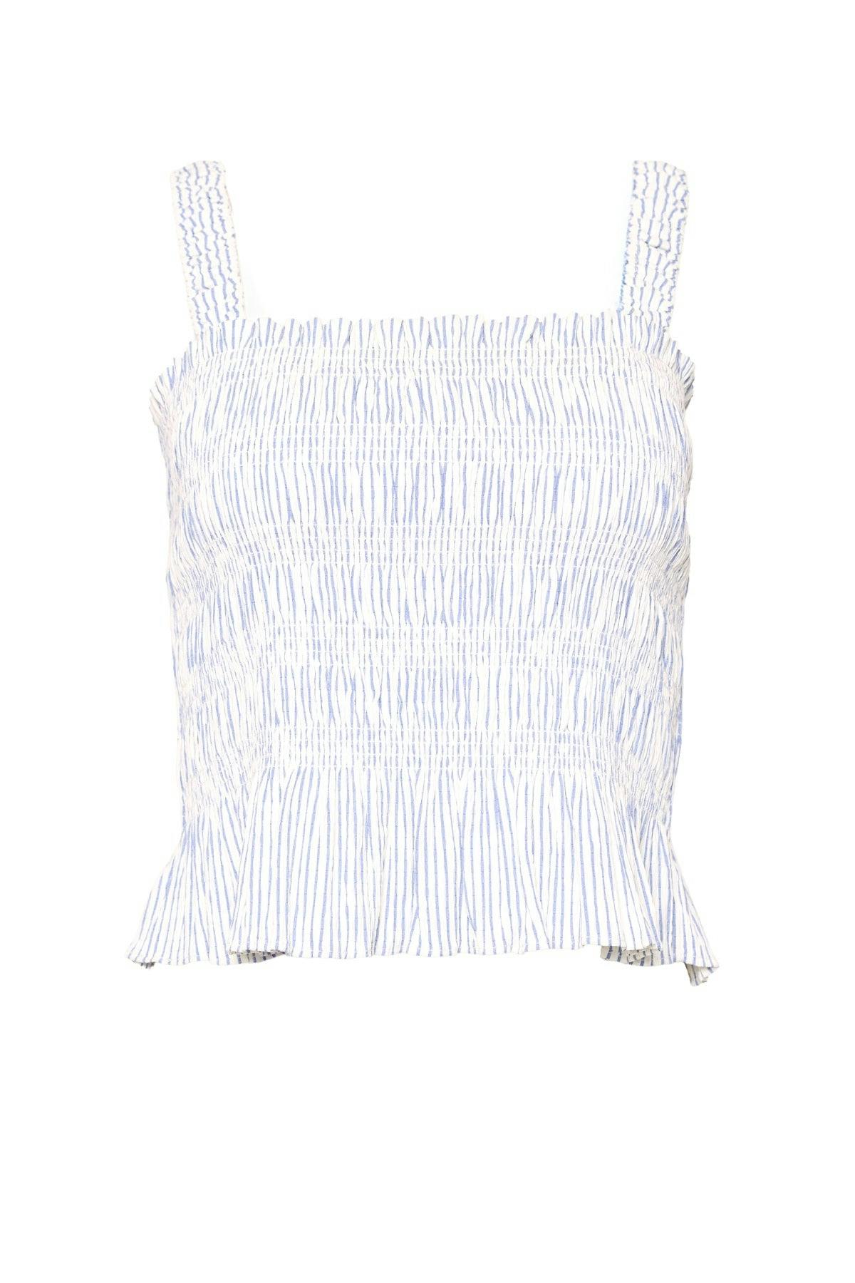 Harley Top in Blue & White Pinstripe