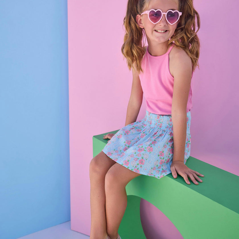 Shirred Circle Skirt Skirt - Meadow Marguerite Floral