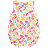 Fruit Print Romper with Neck Ruffle