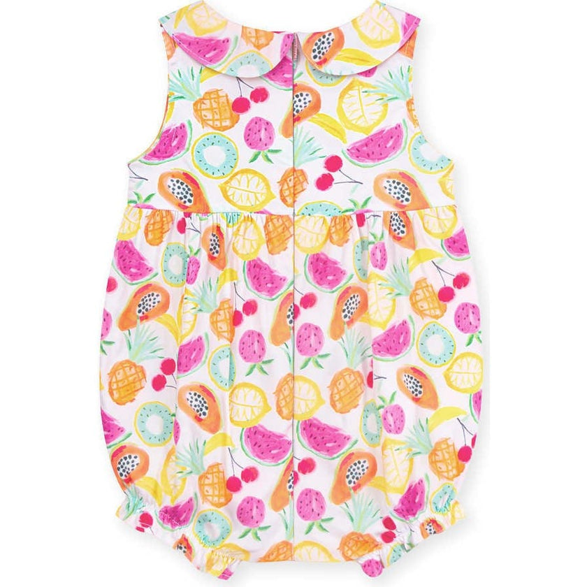 Fruit Print Romper with Neck Ruffle
