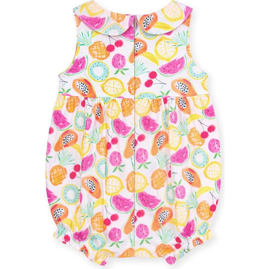 Fruit Print Romper with Neck Ruffle