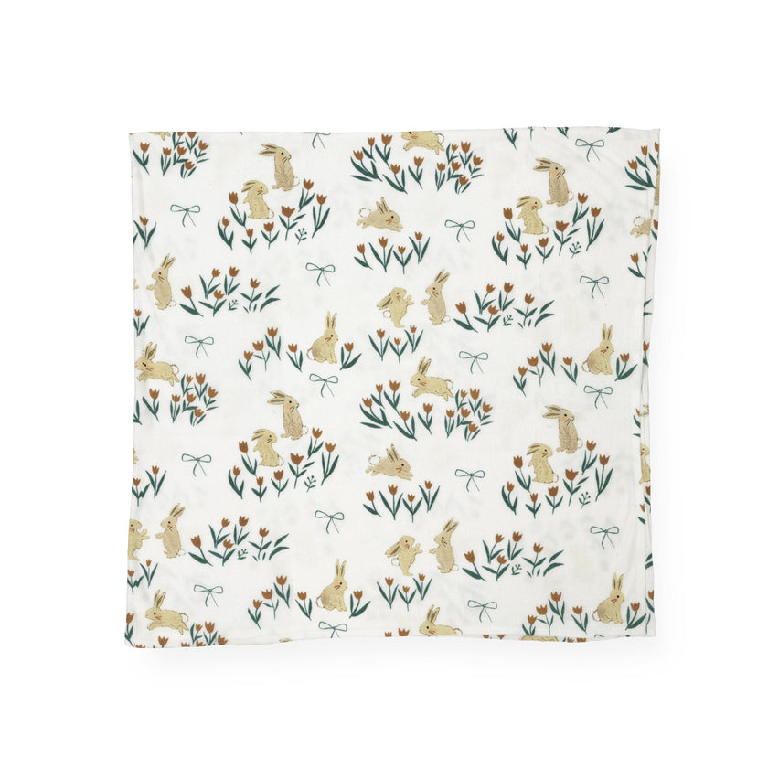 Stretch Knit Swaddle Blanket 2 Pack - Bunnies and Tulips