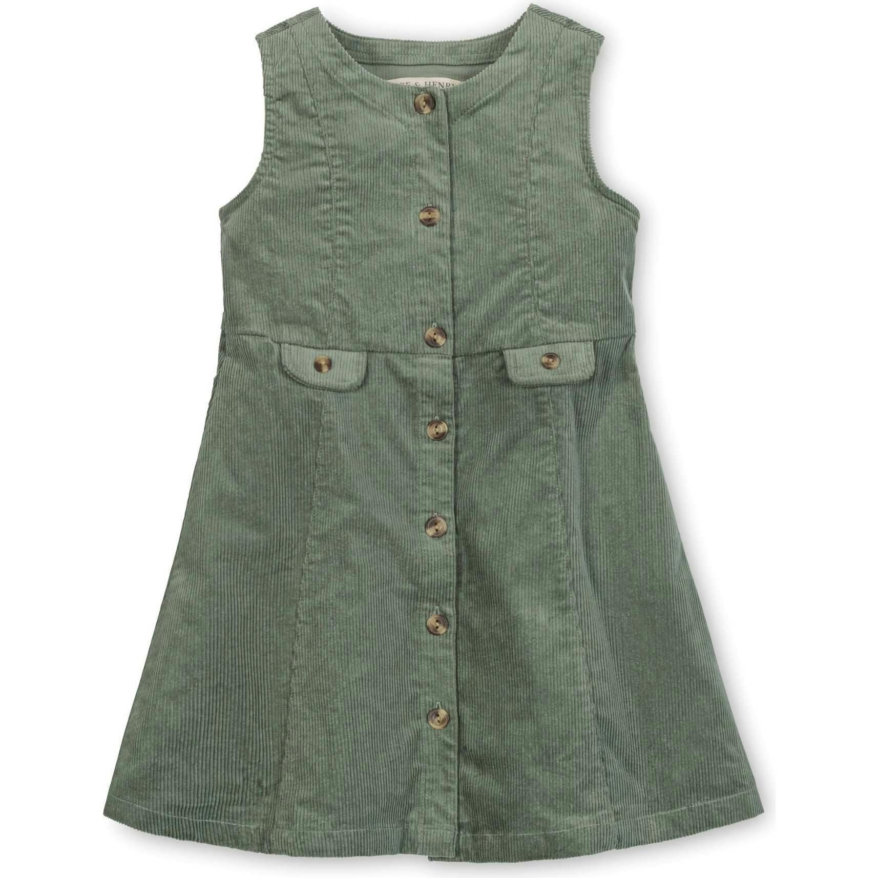 Organic Corduroy Button Front Jumper, Green
