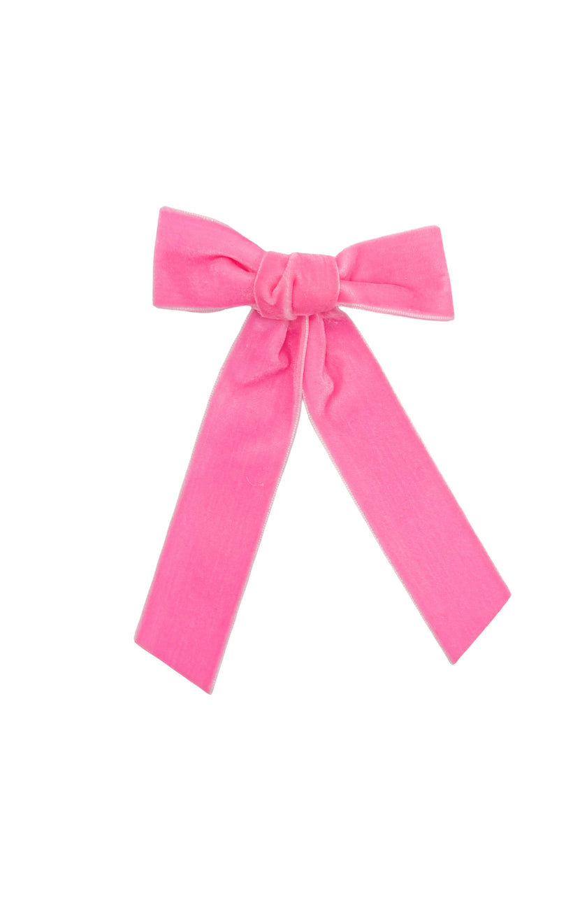 Velvet Long-Tailed Bow Barrette