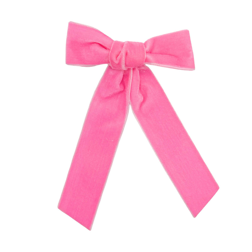 Velvet Long-Tailed Bow Barrette