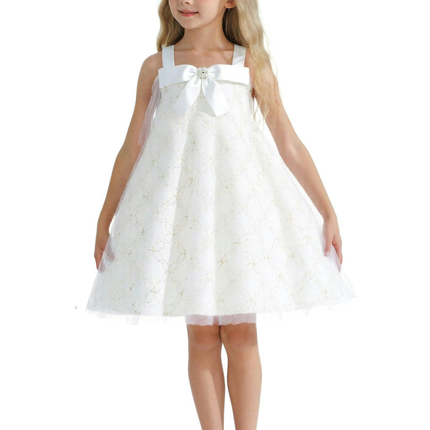 White Floral Bow Cadiz Dress