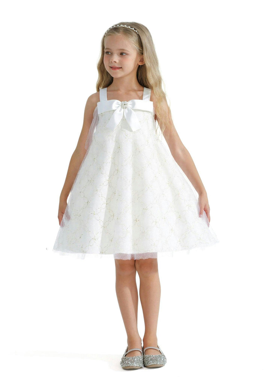 White Floral Bow Cadiz Dress