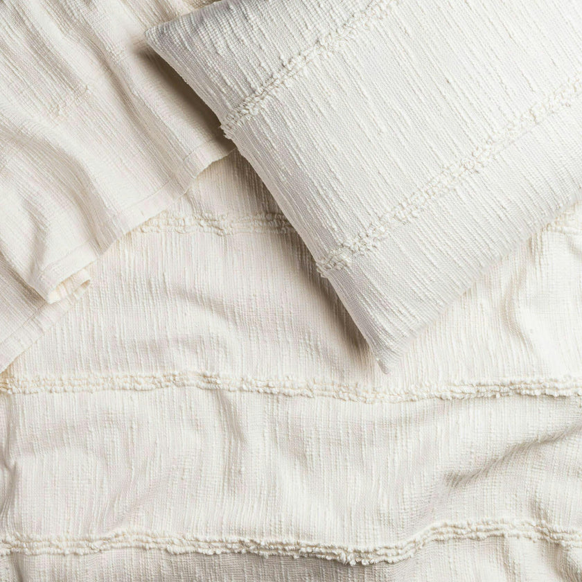White Fringe Bedspread & Sham Set, Beige