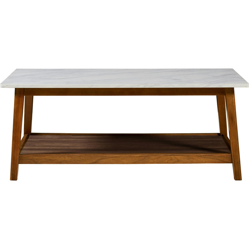 Kingston Wooden Coffee Table with Storage and Marble-Look Top