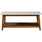 Kingston Wooden Coffee Table with Storage and Marble-Look Top