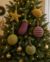 Crochet Christmas Tree Decorations Set