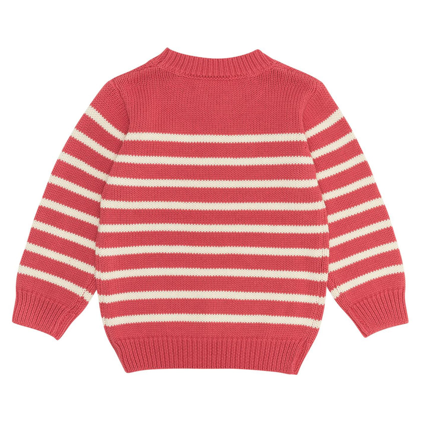 Unisex Red And Cream Stripe Knit Sweater