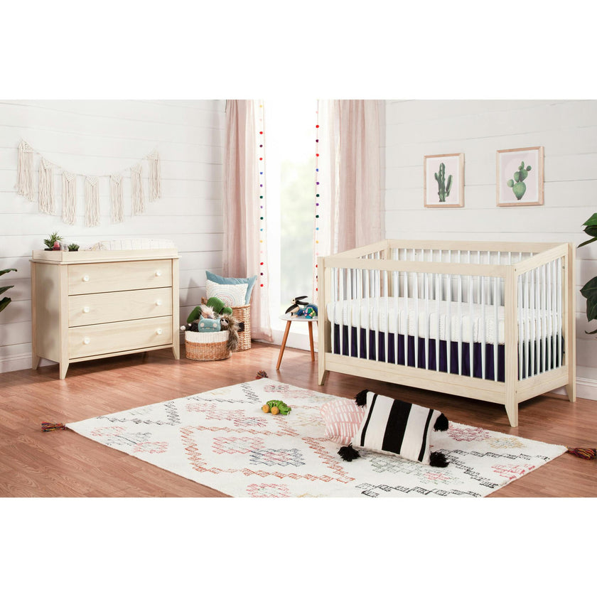 Sprout 4-in-1 Convertible Crib with Toddler Bed Conversion Kit in Washed Natural / White