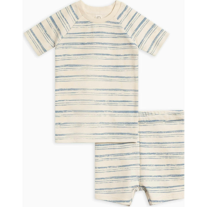 2-Piece Short Sleeve Jammie Set Wave Stripe / Rain
