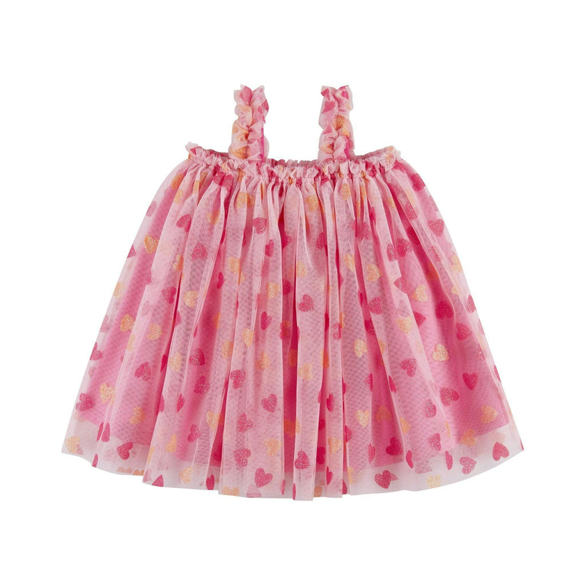 Infant (3-9 Months) Girls Tulle Dress & Bloomer Set | Glitter Hearts