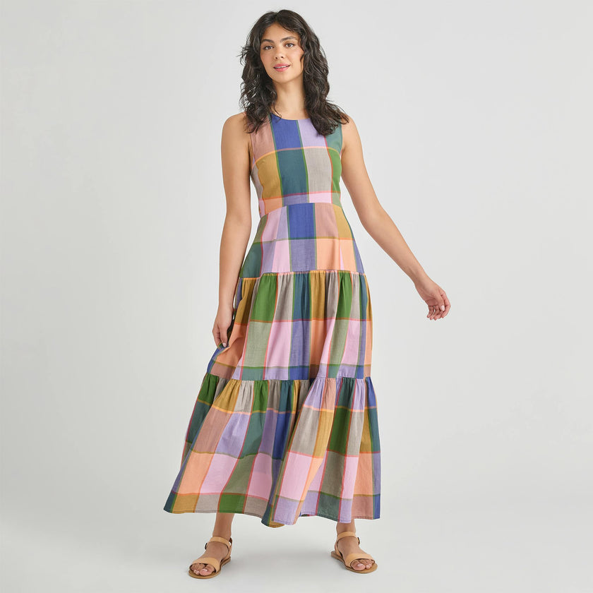 Womens Sleeveless Parker Dress - Plaid Madras