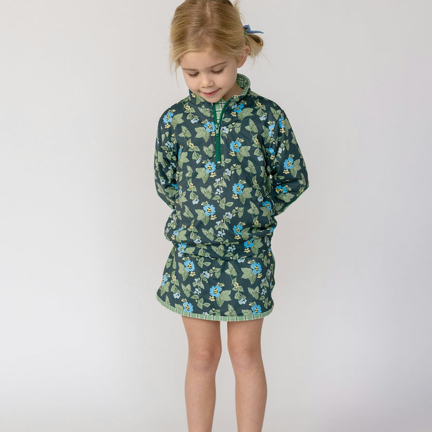 Kitt Set in Spring Mustard Flower In Navy/ Apple Check