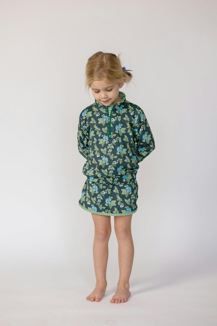 Kitt Set in Spring Mustard Flower In Navy/ Apple Check