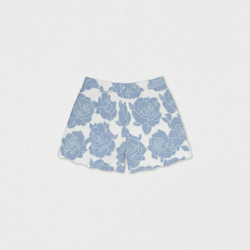 Caissy Girl Shorts, Blue Denim Flower