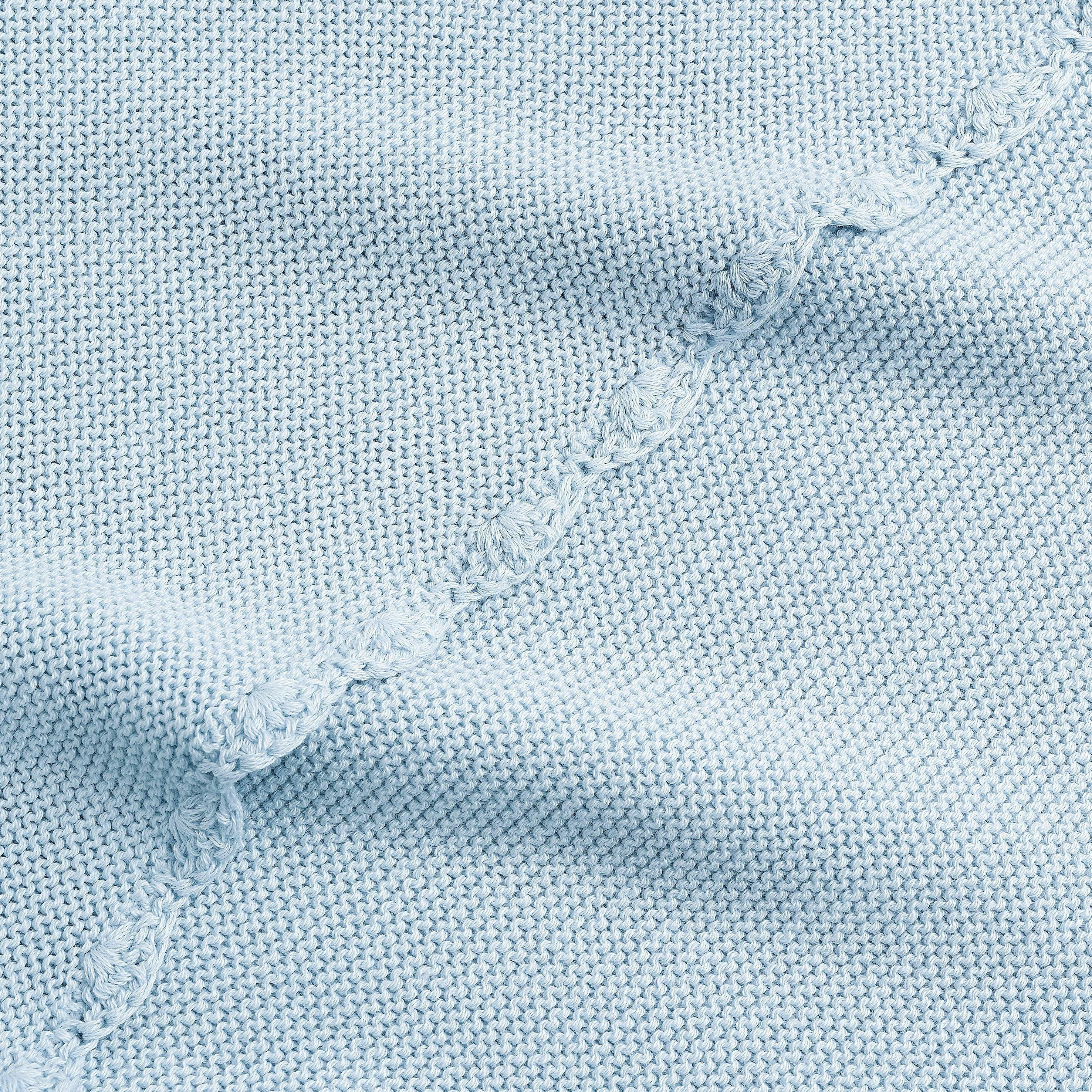 Cotton Knit Blanket, Blue