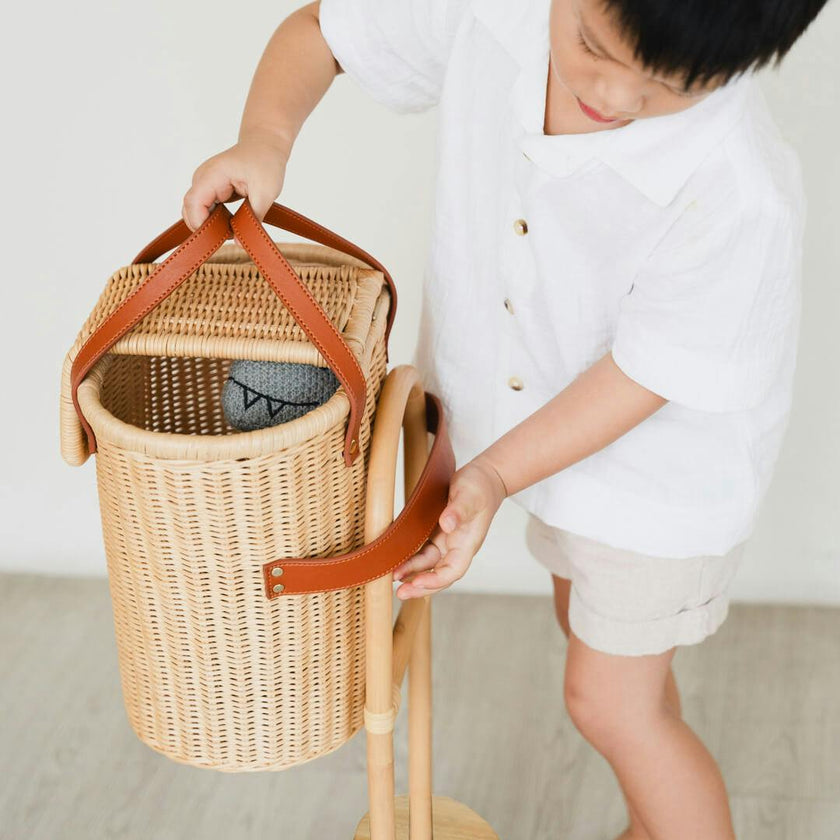 Handcrafted - Eric Kids Shopping Trolley - Rattan Wicker