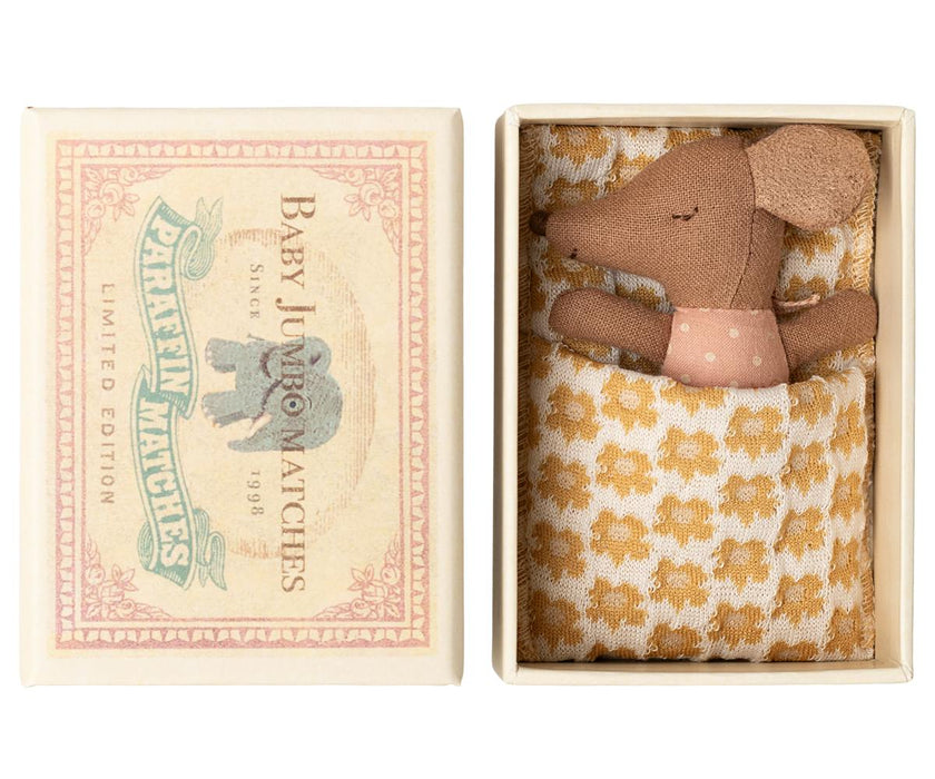 Sleepy wakey baby mouse in matchbox - Rose