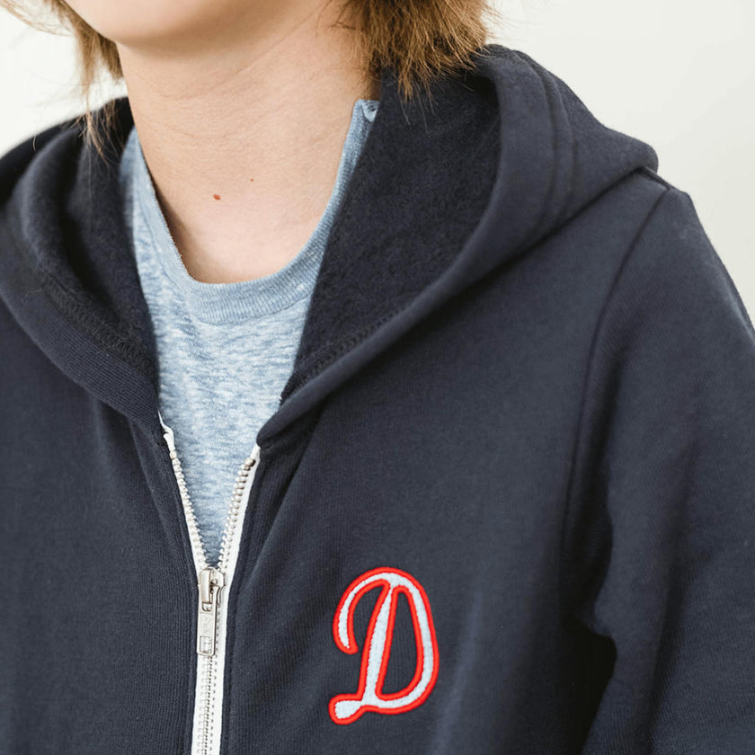 Hooded Zip-up Sweatshirt Retro Initial