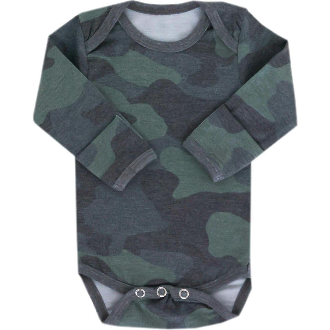Ultra Soft Long Sleeve Overlap Shoulders Bodysuit, Prints