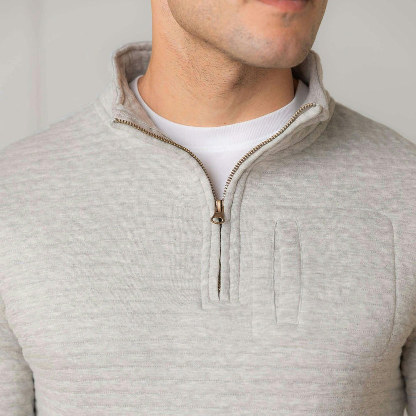 Men's Quilted Half Zip Pullover, Grey