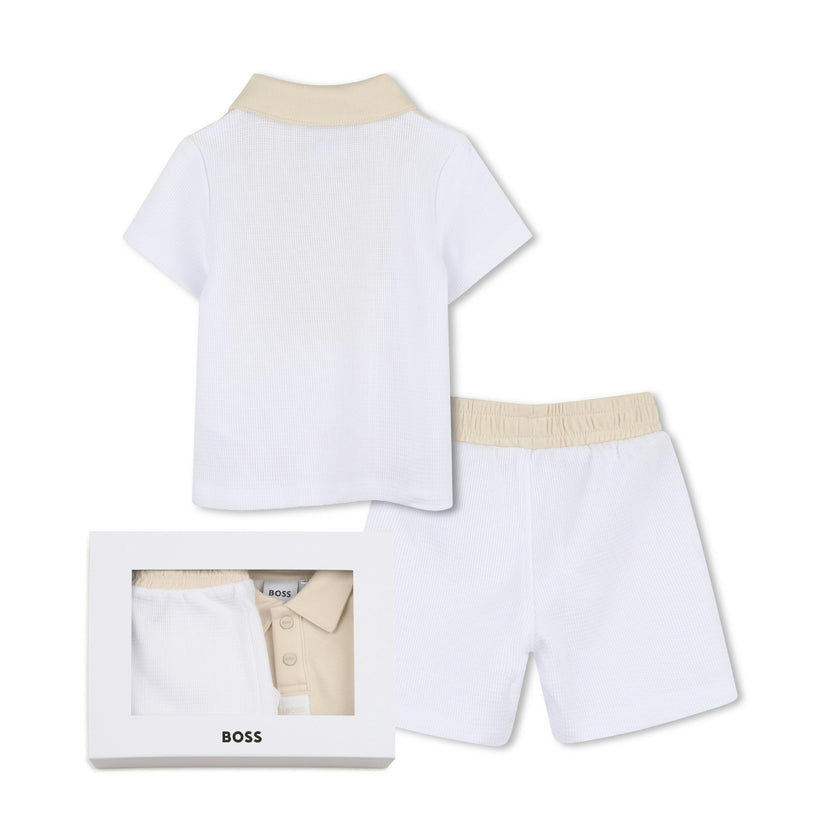 White & Beige Polo Baby Set