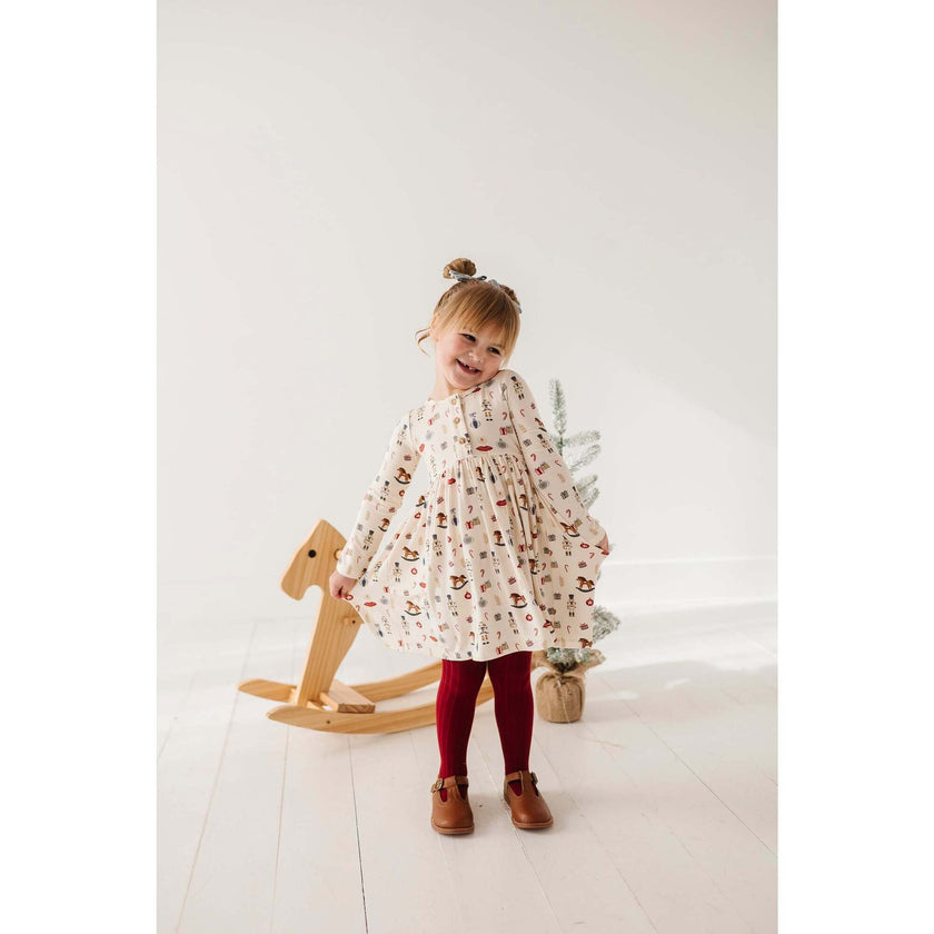 Long Sleeve Henley Dress Christmas Dogs