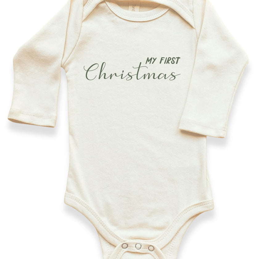 My First Christmas Organic Baby Bodysuit Long Sleeve